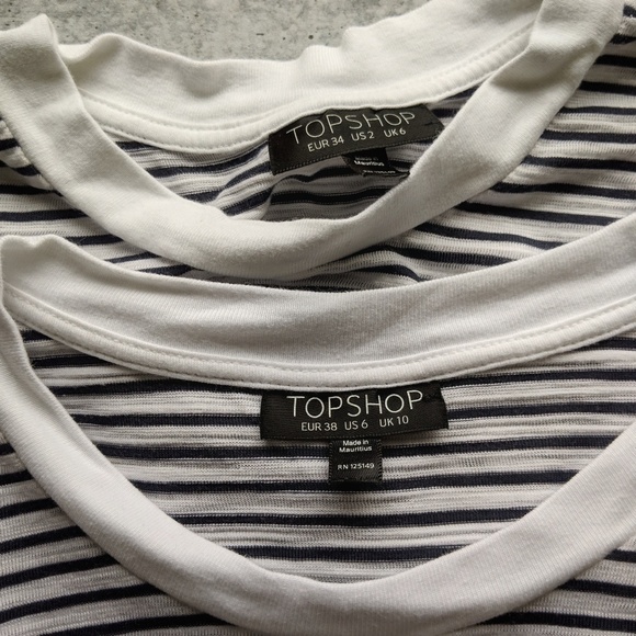 TOPSHOP tie front crop tee blue white stripe 0833 - Picture 7 of 8